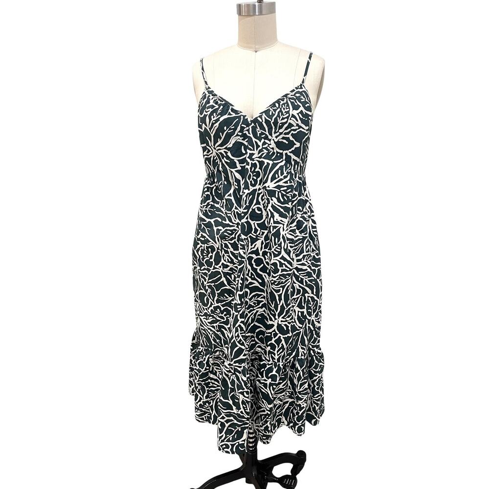 Gap Dress Womens Medium Green White Floral Smocked Cotton Ruffle Sundress - Picture 3 of 10